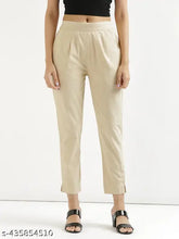 Women's/Girls 100% cotton solid trousers, regular fit, mid-rise, half-elasticated waist, casual wear essential for any occasion, Made in India